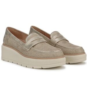 Dr. Scholl's Nice Day Max Platform Loafers in Metallic Gold Shimmer